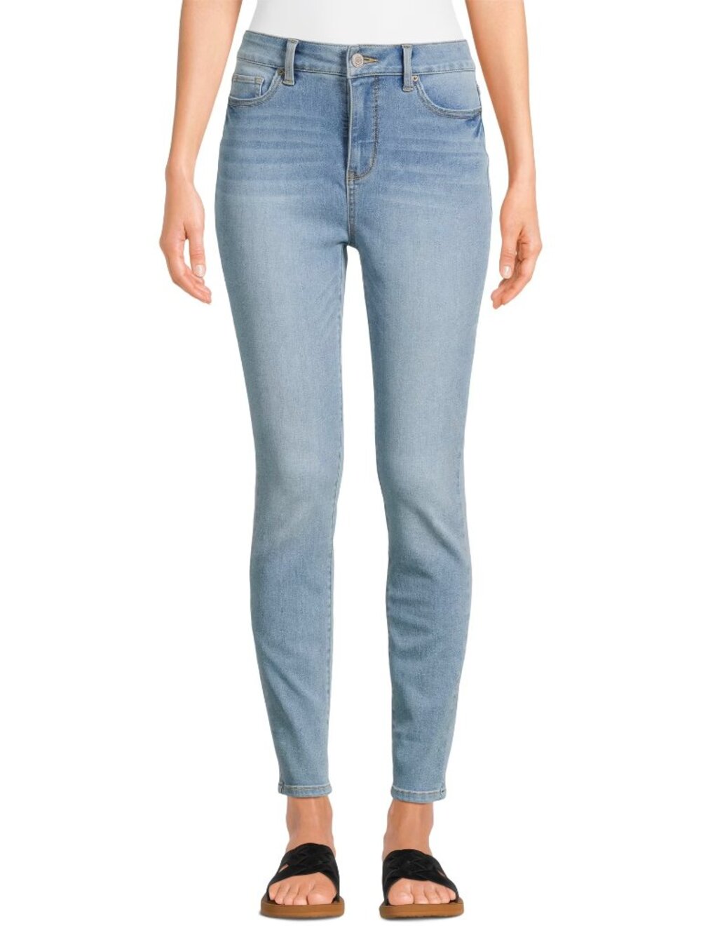 New Women's Time & Tru High Rise Fitted Stretch Skinny Jeans Size 6 Light Wash